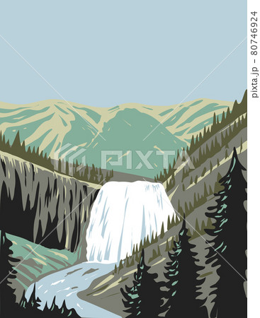 Gibbon Falls a Waterfall on the Gibbon River in Northwestern Yellowstone National Park Wyoming USA WPA Poster Art Gibbon Falls a Waterfall on the Gibbon River in Northwestern Yellowstone National Park Wyoming USA WPA Poster Art 80746924