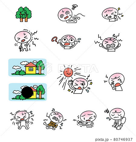 多発性硬化症の様々な症状のイラスト 多発性硬化症の様々な症状のイラスト 80746937