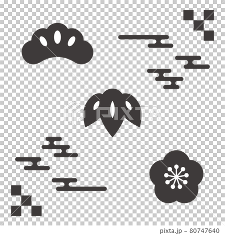 簡單剪影松竹梅和日本治療的插圖集 簡單剪影松竹梅和日本治療的插圖集 80747640