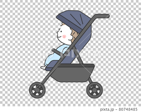 横から見たベビーカーのイラストのイラスト素材