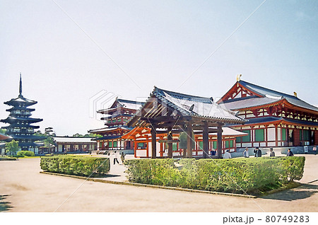 薬師寺 境内風景 【鐘楼付近より 横構図】 80749283