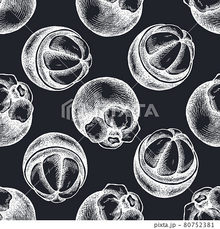 Seamless pattern with hand drawn chalk mangosteen 80752381