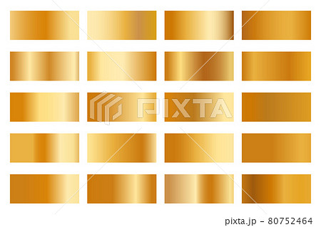 Metalic gradient collection with shiny gold hologram. Holographic foil texture, gold rose and golden gradation. Vector set for frame, ribbon, border, other design 80752464