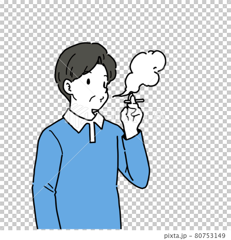 煙草を吸うシニア男性のイラスト 煙草を吸うシニア男性のイラスト 80753149