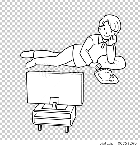ダラダラする運動不足な男性のイラスト 80753269