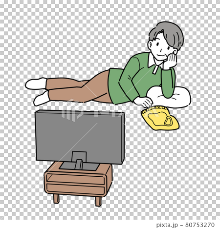 ダラダラする運動不足な男性のイラスト 80753270