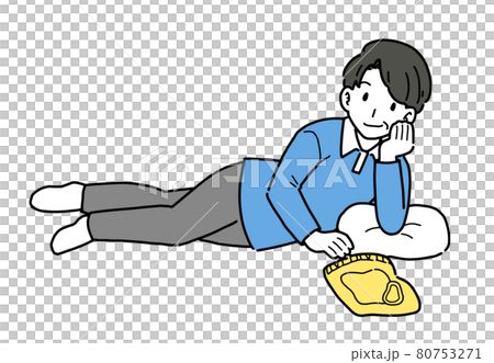 ダラダラする運動不足な男性のイラスト ダラダラする運動不足な男性のイラスト 80753271