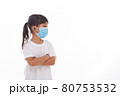 Asian little child girl wearing respirator mask to protect coronavirus outbreak 80753532
