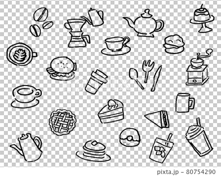 Cafe line drawing icon set 80754290