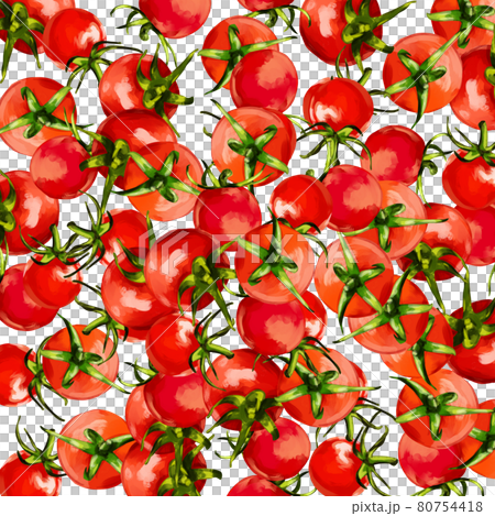 Watercolor thick red petit tomato illustration, square-filled wallpaper 80754418