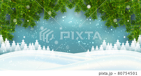 クリスマス モミの木 雪 背景のイラスト素材