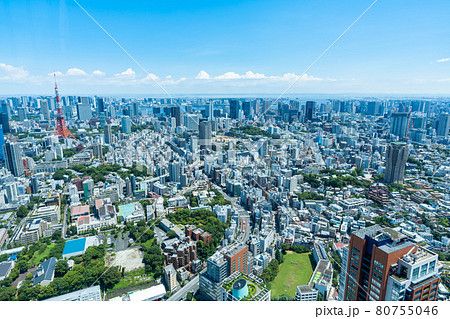 【都市風景】 連日猛暑日が続く夏の東京と空 【都市風景】 連日猛暑日が続く夏の東京と空 80755046