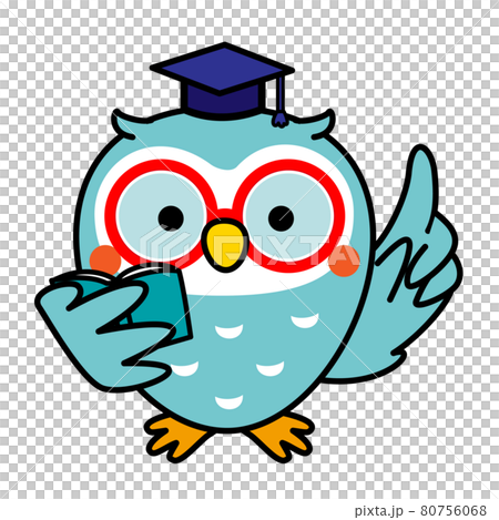 貓頭鷹貓頭鷹可愛老師眼鏡插畫素材 貓頭鷹貓頭鷹可愛老師眼鏡插畫素材 80756068