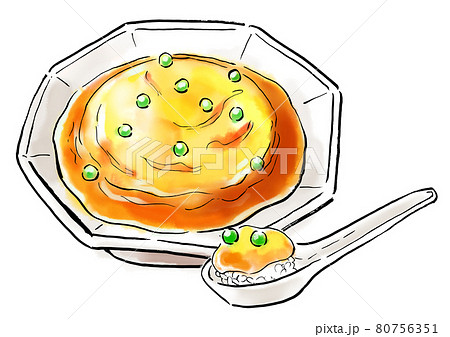 食べ物 イラスト かに玉あんかけのイラスト素材