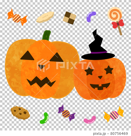 ハロウィン　お菓子とかぼちゃ 80756469
