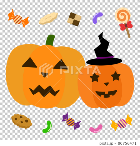ハロウィン かぼちゃとお菓子のイラスト素材
