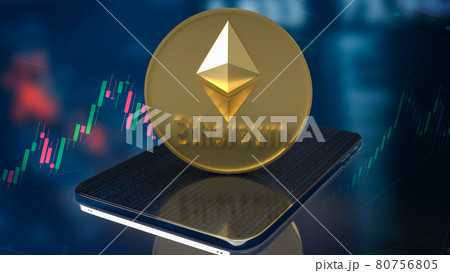 ethereum coin on tablet  for  cryptocurrency concept 3d rendering. 80756805