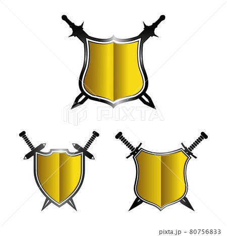 Shield and sword sign. Abstract shield and sword icon.set color shield 80756833