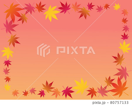 コピースペースを設けた、多用途に使える秋らしい紅葉の横型フレーム 80757133