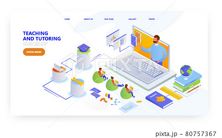 Teaching and tutoring, landing page design, website banner vector template. Webinar, online education, distance learning Teaching and tutoring, landing page design, website banner vector template. Webinar, online education, distance learning 80757367