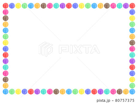 カラフルできれいな水彩タッチのドットイラストフレーム 80757375