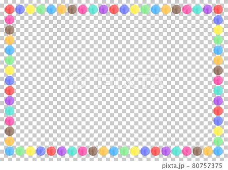 カラフルできれいな水彩タッチのドットイラストフレーム 80757375