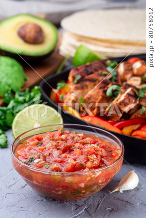 Traditional Tex-Mex cuisine salsa Asada sauce with roasted vegetables, vertical Traditional Tex-Mex cuisine salsa Asada sauce with roasted vegetables, vertical 80758012