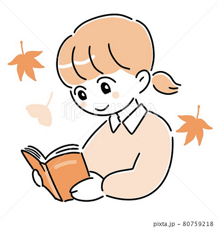 読書する女の子 読書の秋のイラスト素材