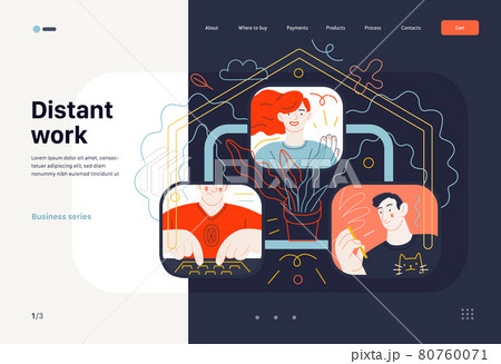 Business topics - distant work, web template. Modern flat vector Business topics - distant work, web template. Modern flat vector 80760071