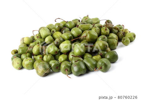 Little kiwi isolated on white (variegated-leaf hardy kiwi) Little kiwi isolated on white (variegated-leaf hardy kiwi) 80760226