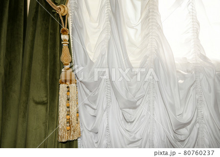 Retro curtain with curtains on the window 80760237