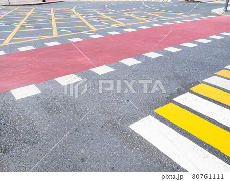 surface of urban road with various road markings surface of urban road with various road markings 80761111