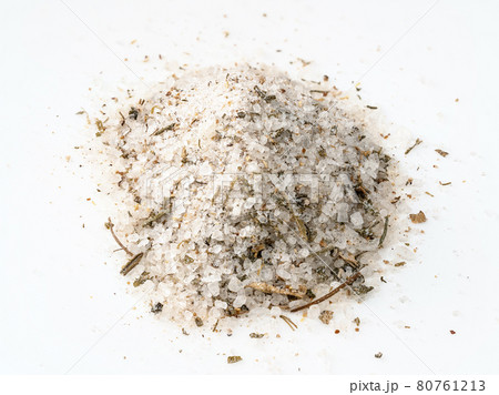 pile of adyghe seasoned salt closeup on white pile of adyghe seasoned salt closeup on white 80761213