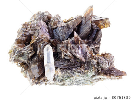 rough brown Axinite crystals on white 80761389