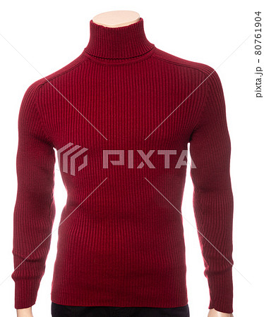 Burgundy longsleeve turtleneck sweater on mannequin isolated Burgundy longsleeve turtleneck sweater on mannequin isolated 80761904