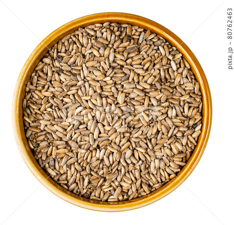 top view of milk thistle seeds in bowl cutout 80762463