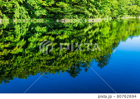 夏の湖畔の風景　軽井沢 80762694