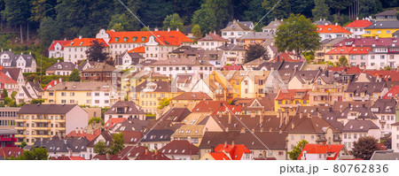 Bergen, Norway banner, sunset colorful houses view 80762836