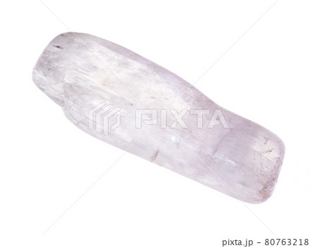 tumbled kunzite (spodumene) gem stone on white 80763218