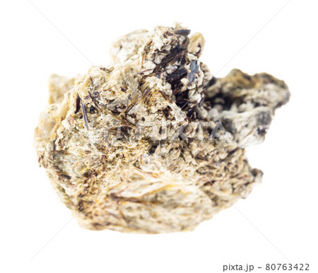 Astrophyllite crystals in Natrolite stone on white Astrophyllite crystals in Natrolite stone on white 80763422