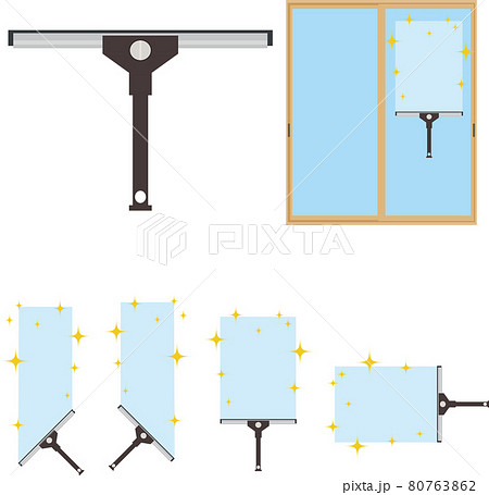 イラスト素材: 窓をワイパー・スクイジーで掃除用具 80763862