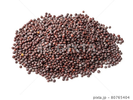 handful of black mustard seeds closeup on white handful of black mustard seeds closeup on white 80765404