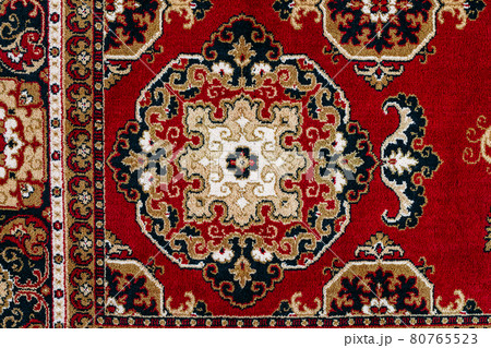 Red Asian Oriental Carpet Texture Background Red Asian Oriental Carpet Texture Background 80765523