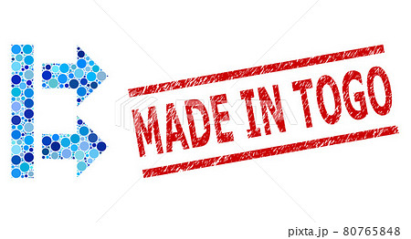 Textured Made in Togo Stamp Print and Bring Right Collage of Round Dots 80765848