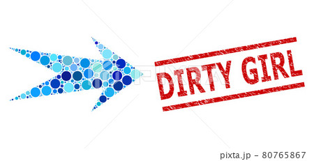Distress Dirty Girl Stamp Imitation and Arrow Right Composition of Round Dots 80765867