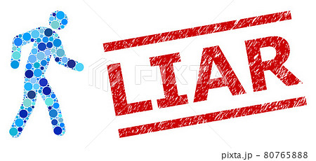 Scratched Liar Stamp and Pedestrian Collage of Rounded Dots 80765888