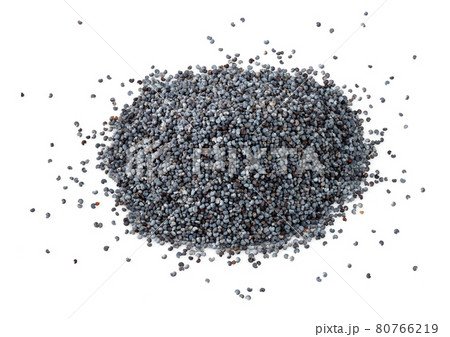 handful of poppy seeds closeup on white handful of poppy seeds closeup on white 80766219