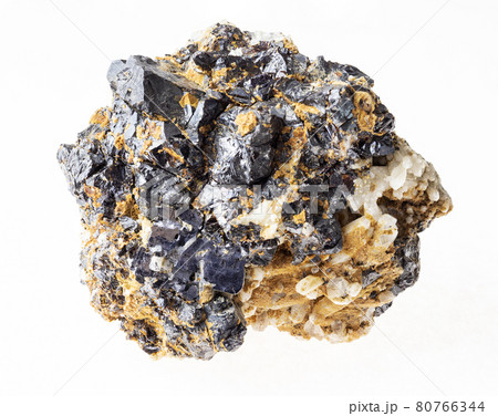 sphalerite and galena ore on rough stone on white sphalerite and galena ore on rough stone on white 80766344