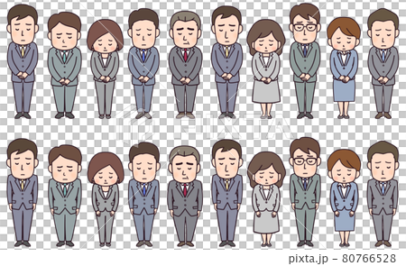 謝罪するビジネススーツの男女複数(手の位置2種類) 全身 謝罪するビジネススーツの男女複数(手の位置2種類) 全身 80766528