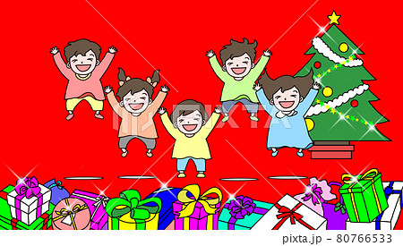 クリスマスプレゼントを喜ぶ子どもたち クリスマスプレゼントを喜ぶ子どもたち 80766533